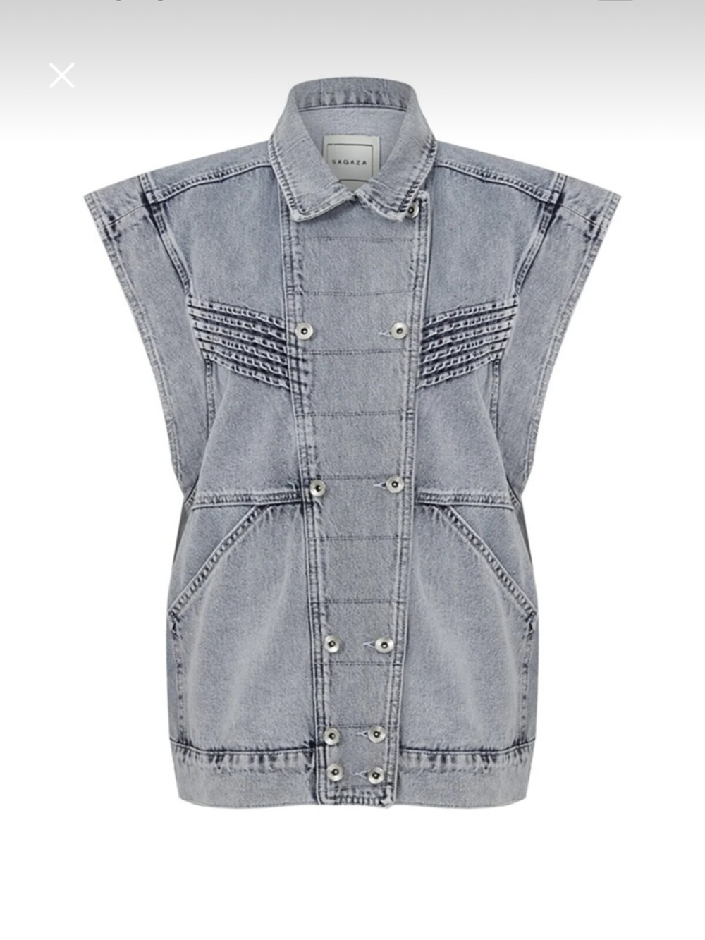 Sagaza Light Wash Denim Oversize Vest